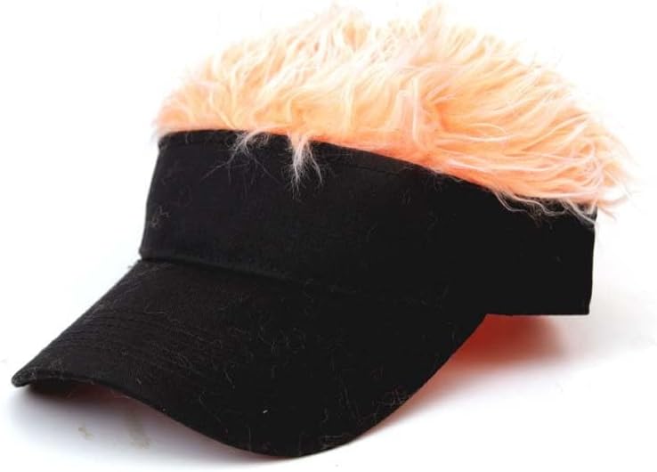 Men's Novelty Hair Visor Sun Cap Wig Peaked Baseball Hat with Spiked Hairs Sun Hats Birthday Gift